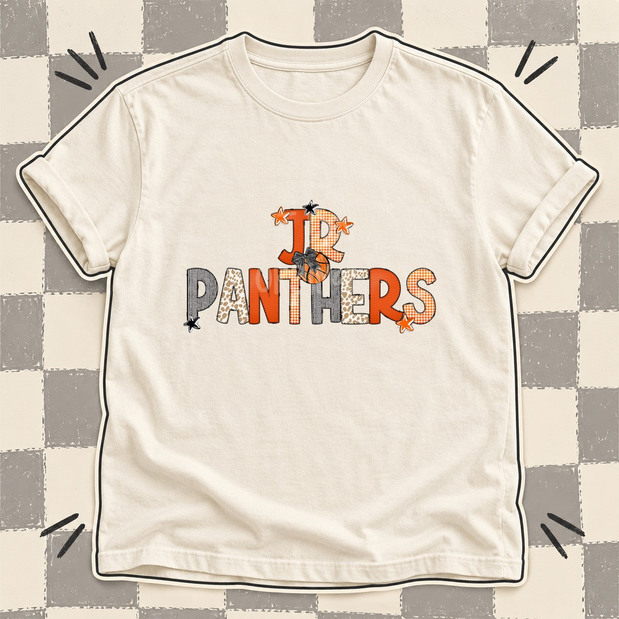 Mixed Doodle Basketball Mascots – Hoops Houndstooth Jr Panthers design