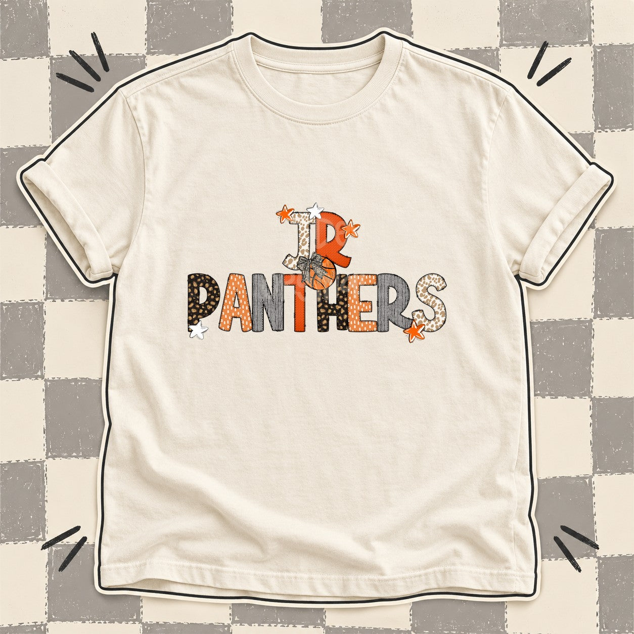 Mixed Doodle Basketball Mascots – Orange and Brown Jr Panthers design