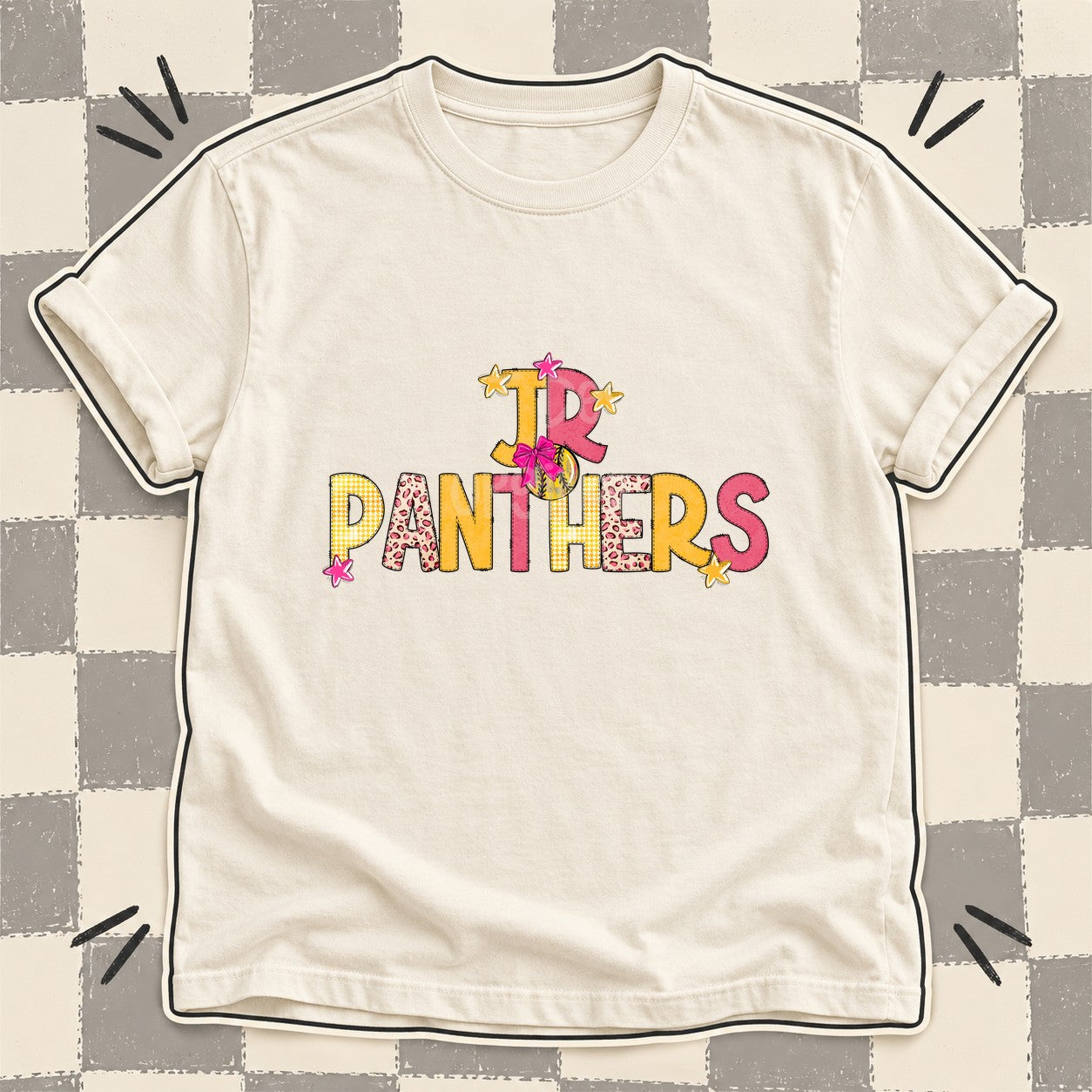 Mixed Doodle Softball Mascots – Stitched Softball Jr Panthers design