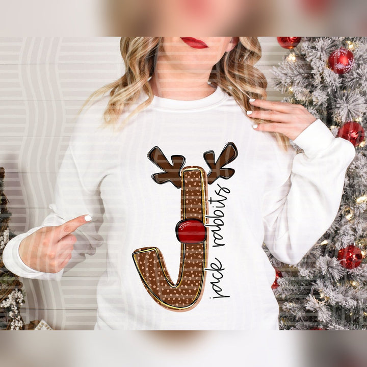 Jack Rabbits Deer Antler Initial Mascots DTF transfer