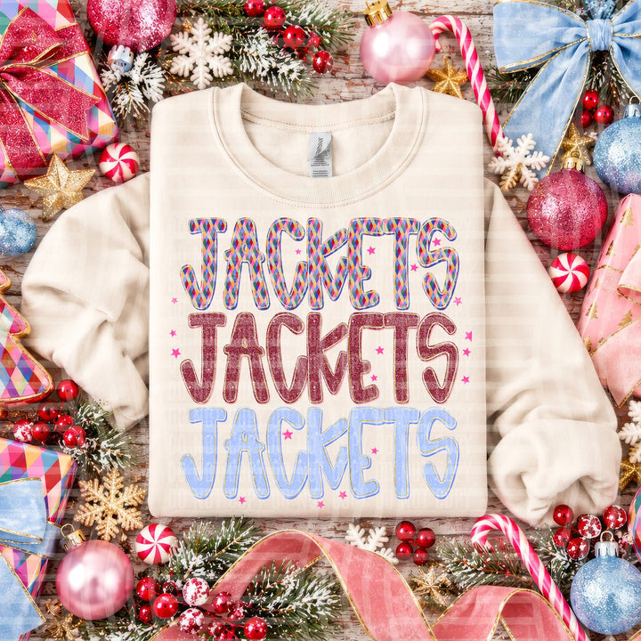 Jackets Jingle Jumble Stacked Mascots DTF transfer