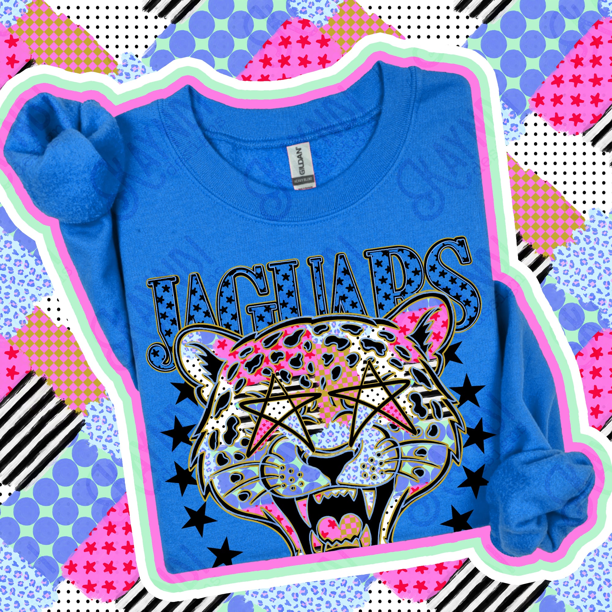 Patchwork Varsity Stars Mascots Jaguars design