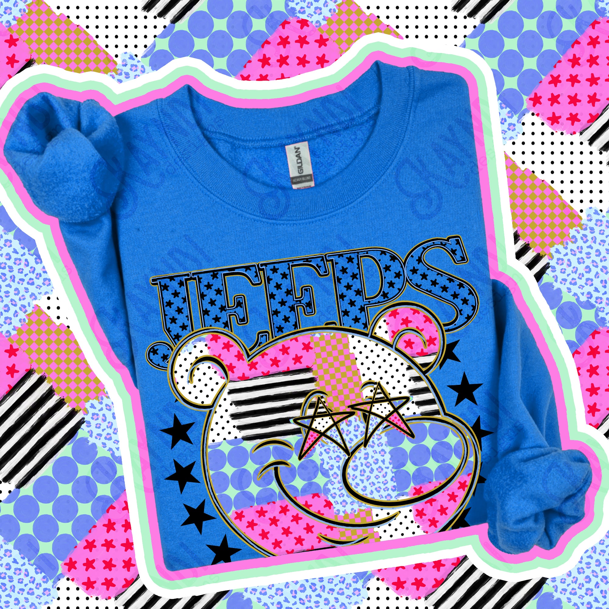 Patchwork Varsity Stars Mascots Jeeps design
