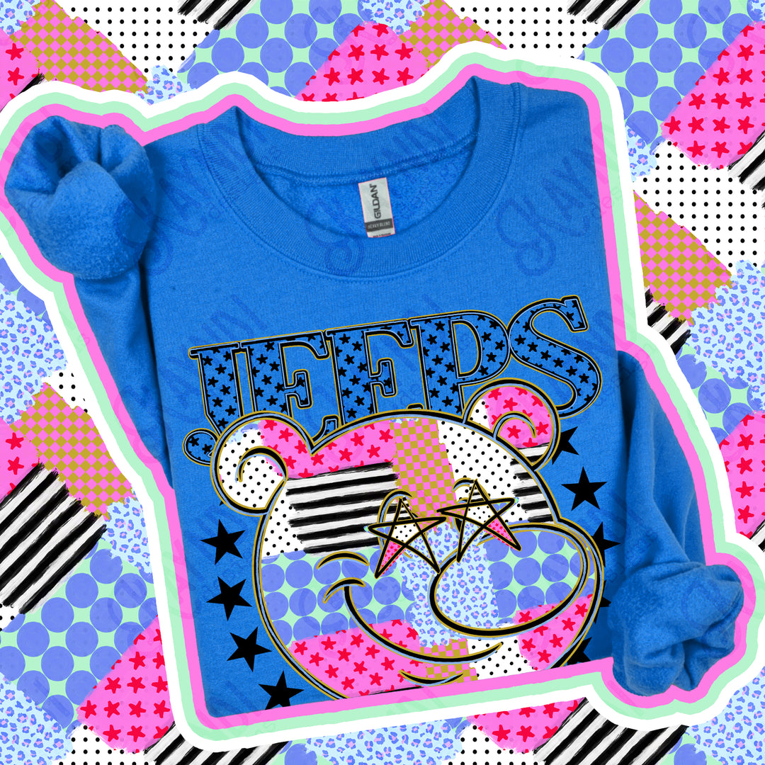 Jeeps Patchwork Varsity Stars mascot DTF transfer