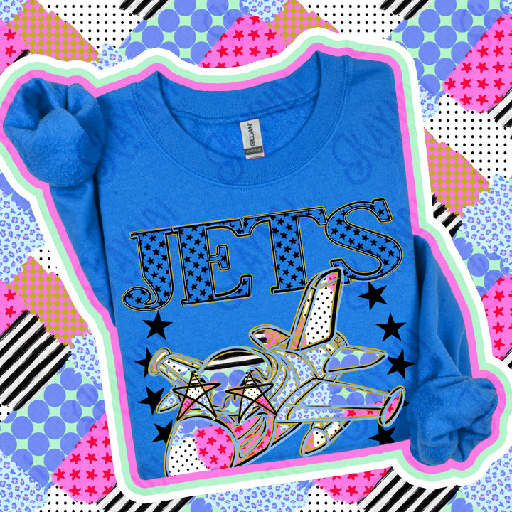 Jets Patchwork Varsity Stars mascot DTF transfer