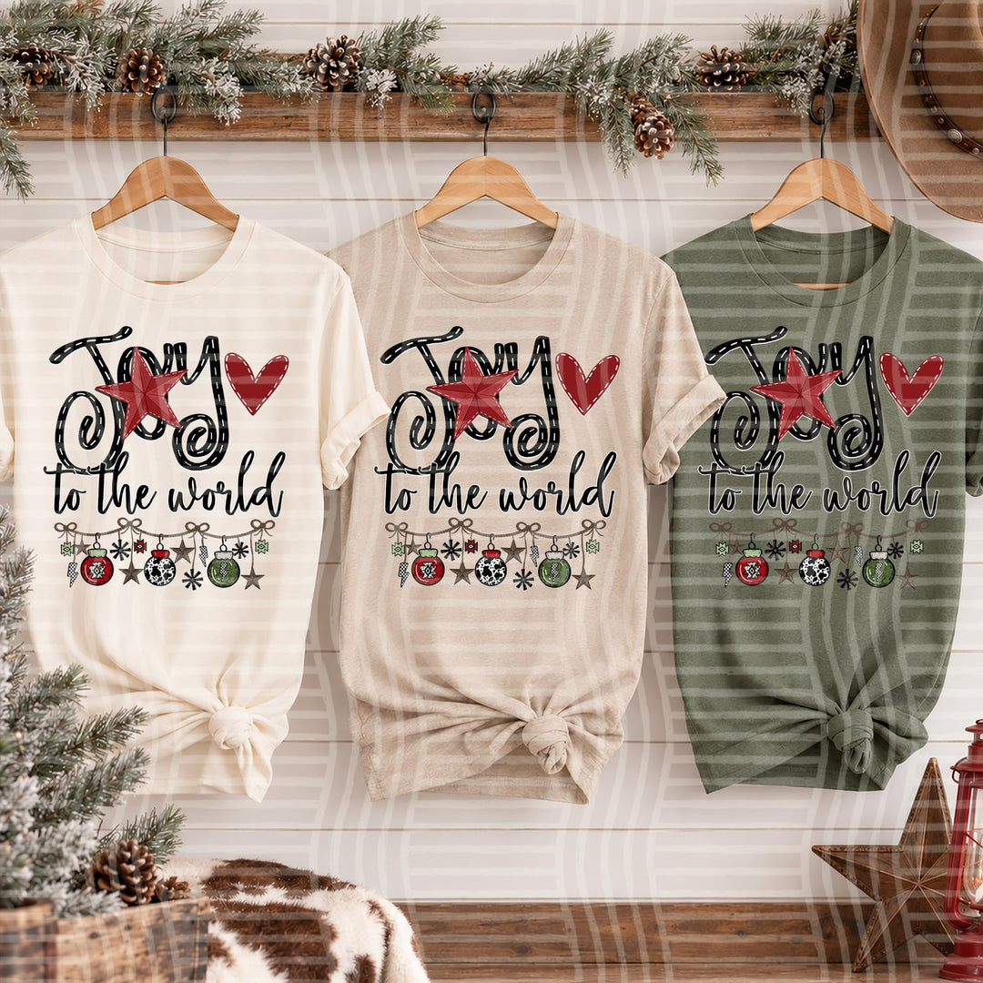 Joy to the World Cowboy Christmas DTF transfer