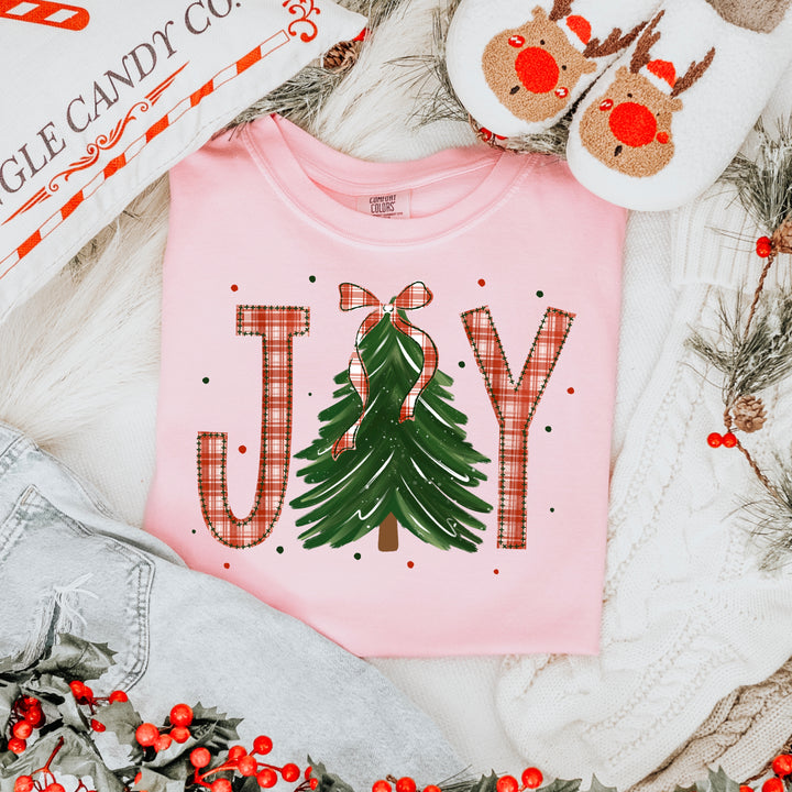 Joy Plaid Tree DTF transfer – mockup