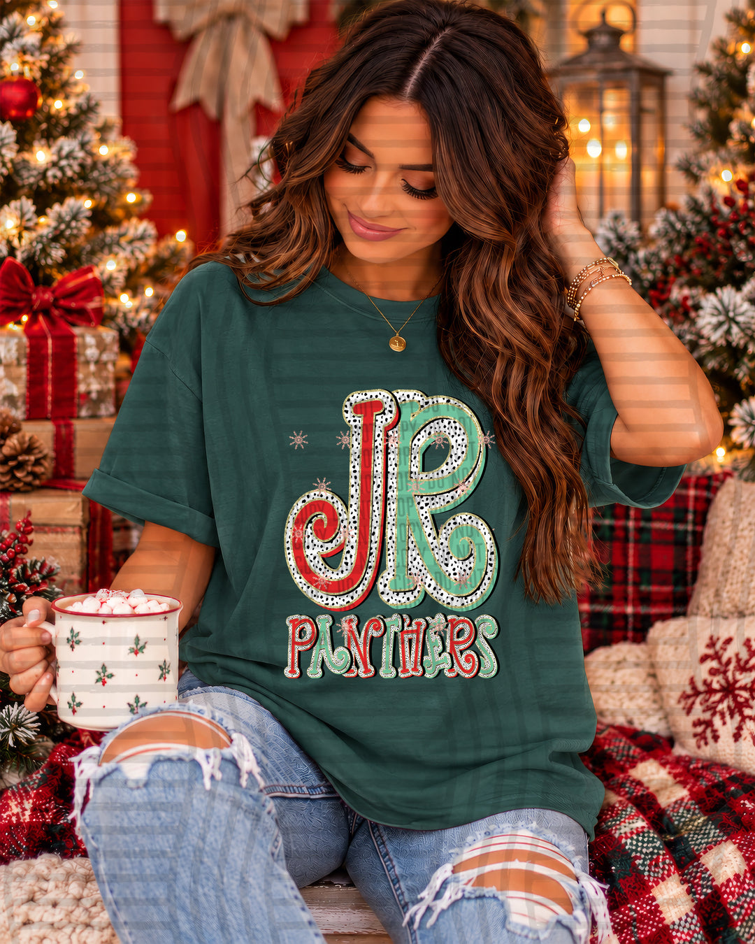 Jr Panthers Merry Dots Mascots DTF transfer