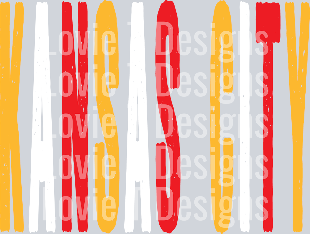 KANSAS CITY YELLOW GOLD AND WHITE AND RED GRUNGE MASCOT