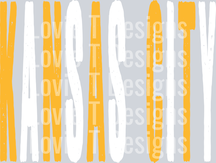 KANSAS CITY YELLOW GOLD AND WHITE GRUNGE MASCOT