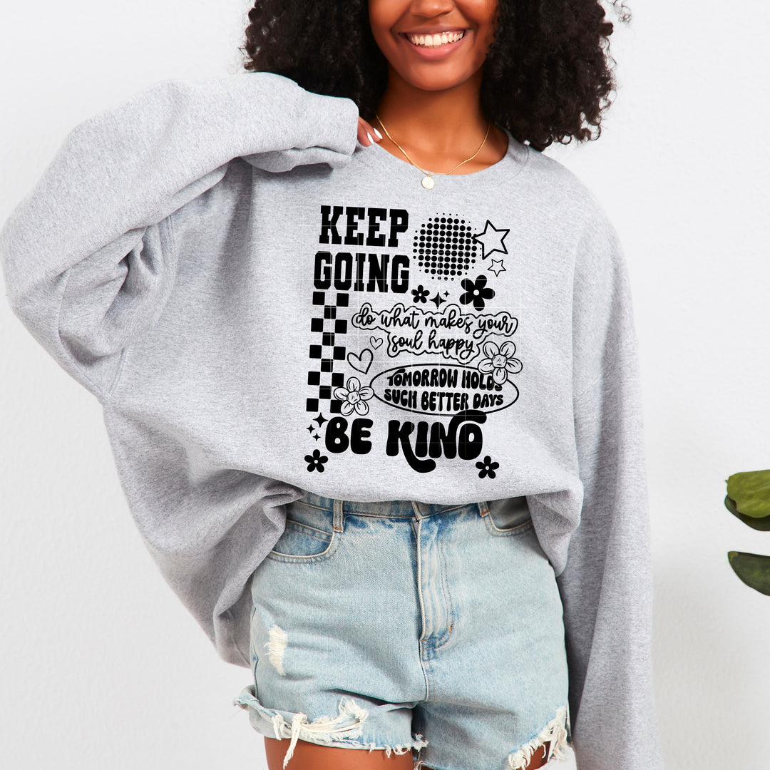 Keep Going Collage Single Color Black DTF transfer design – image 1