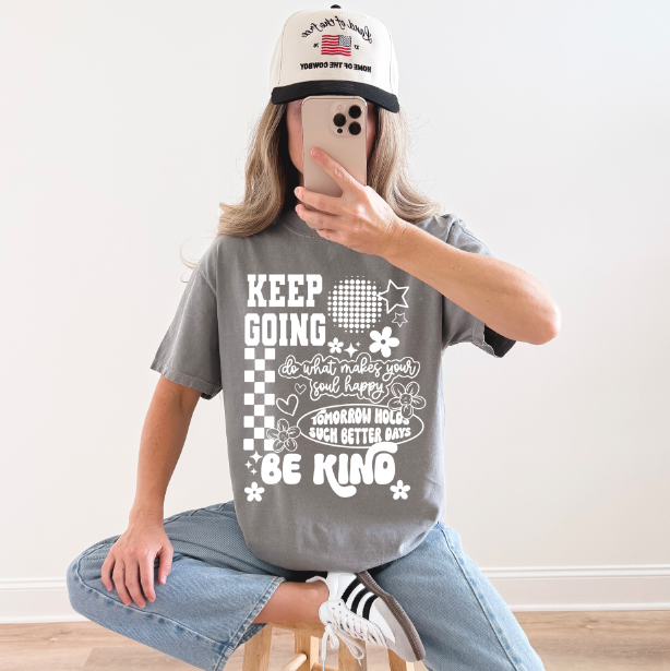 Keep Going Collage Single Color White DTF transfer design – image 1