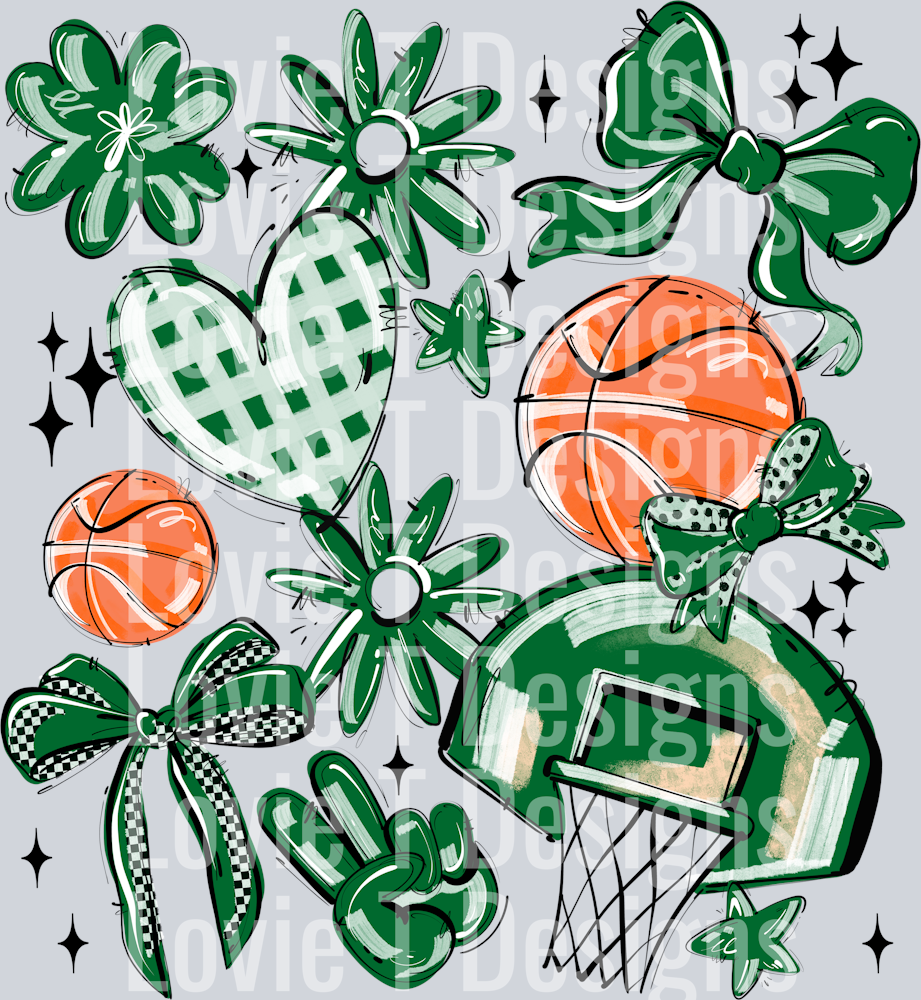 KELLY GREEN PLAY BALL BASKETBALL COLLAGE