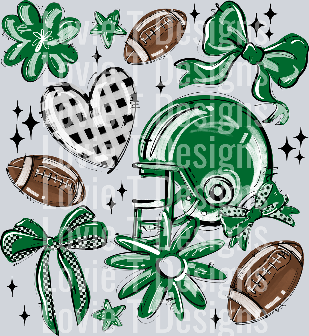 KELLY GREEN PLAY BALL FOOTBALL COLLAGE