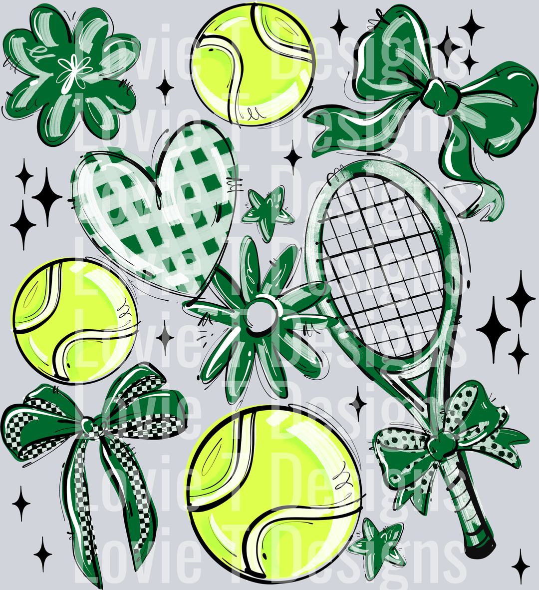 KELLY GREEN PLAY BALL TENNIS COLLAGE
