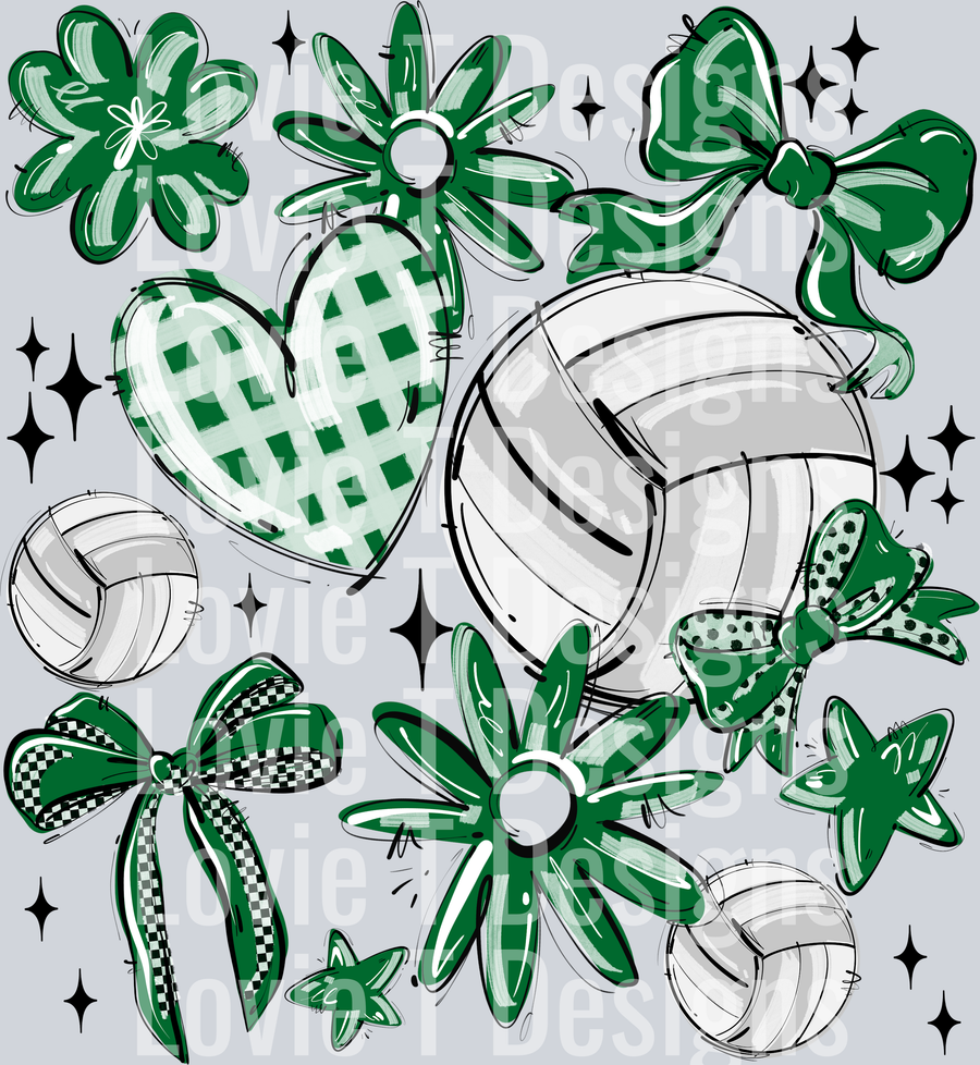 KELLY GREEN PLAY BALL VOLLEYBALL COLLAGE