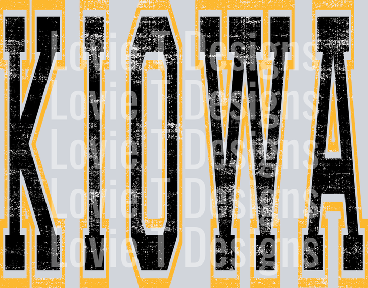 KIOWA BLACK AND YELLOW GOLD VARSITY STYLE