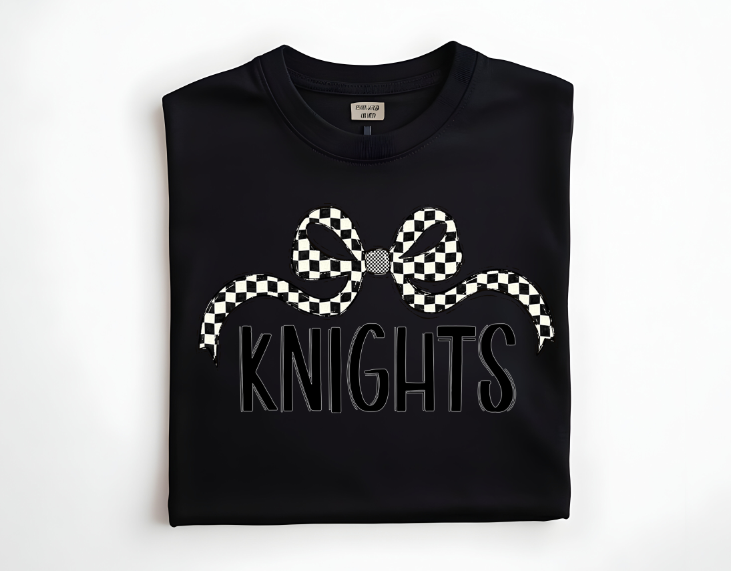 Knights Checker Wide Bow DTF transfer design – image 1