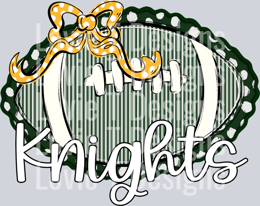 KNIGHTS DARK GREEN FOOTBALL WITH YELLOW DOT BOW SEERSUCKER