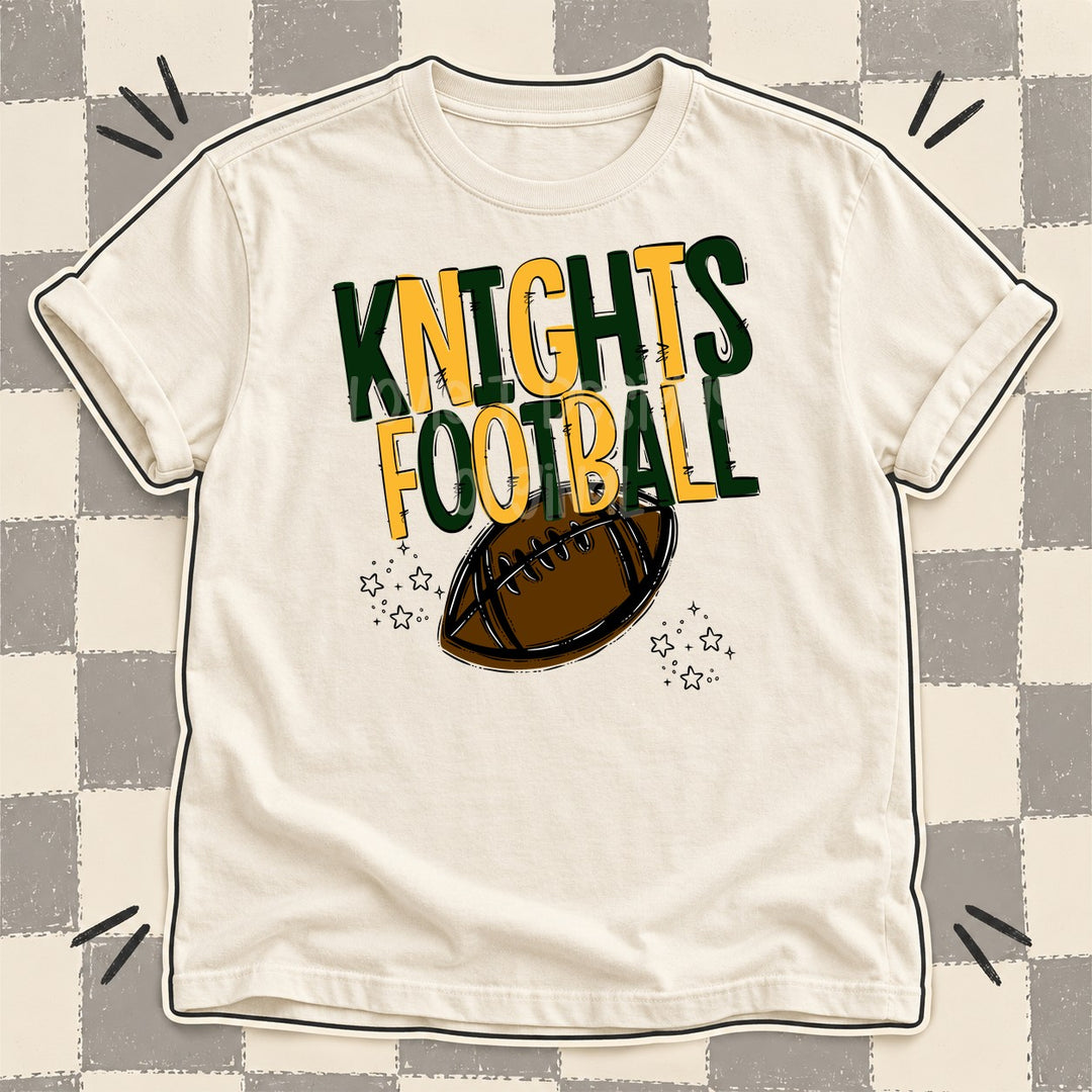 Knights Dark Green Yellow Gold Team Go Football Mascots DTF transfer mockup
