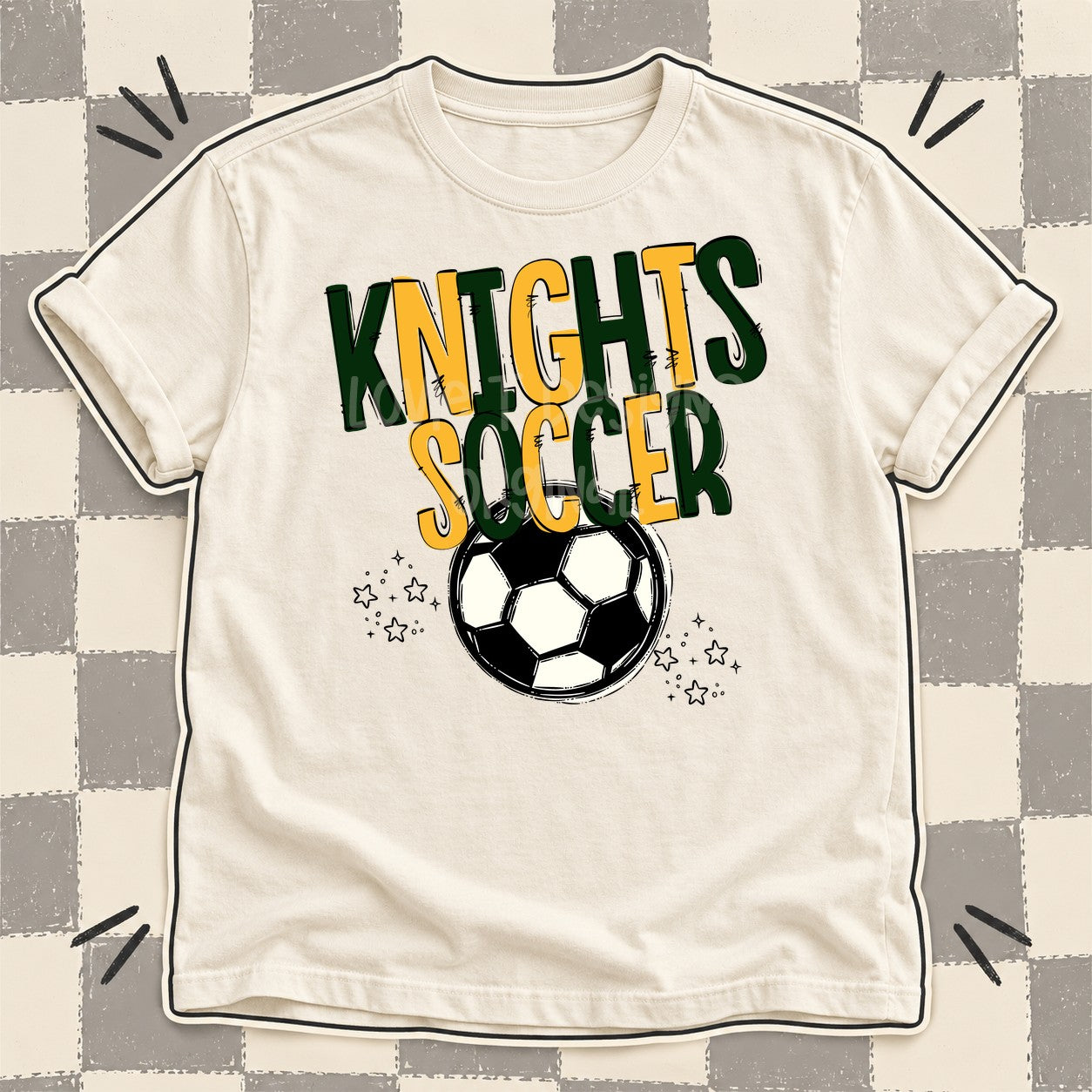 Team Go Soccer Mascots Knights Dark Green Yellow Gold design