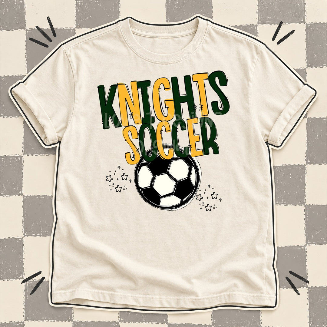 Knights Dark Green Yellow Gold Team Go Soccer Mascots DTF transfer mockup