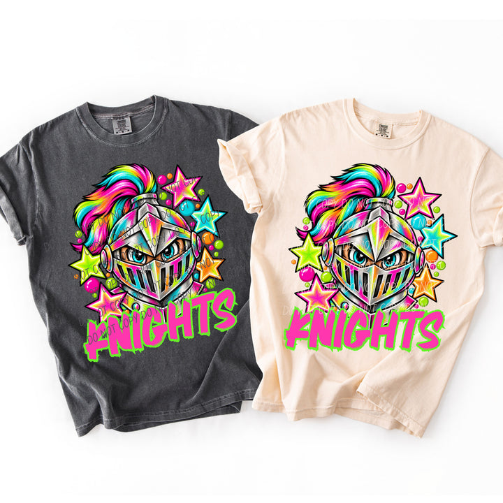 Knights Neon Starstruck mascot DTF transfer