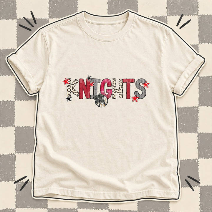 Knights Mixed Doodle Baseball Mascots – Stitched Ballpark DTF transfer mockup