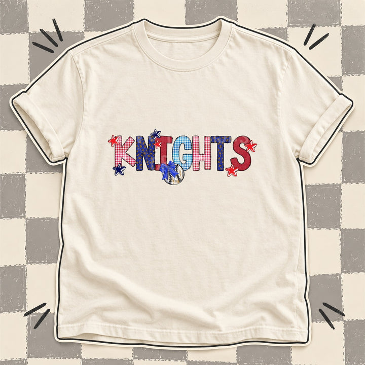 Knights Mixed Doodle Baseball Mascots – Red and Royal DTF transfer mockup