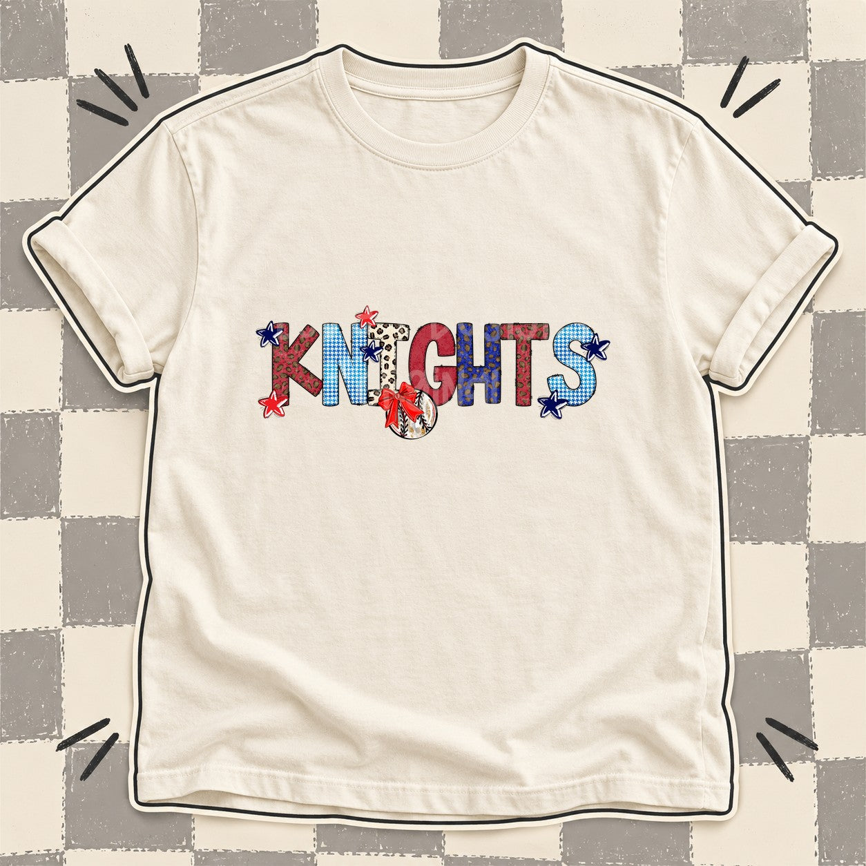 Mixed Doodle Baseball Mascots – Leopard Red Navy Knights design