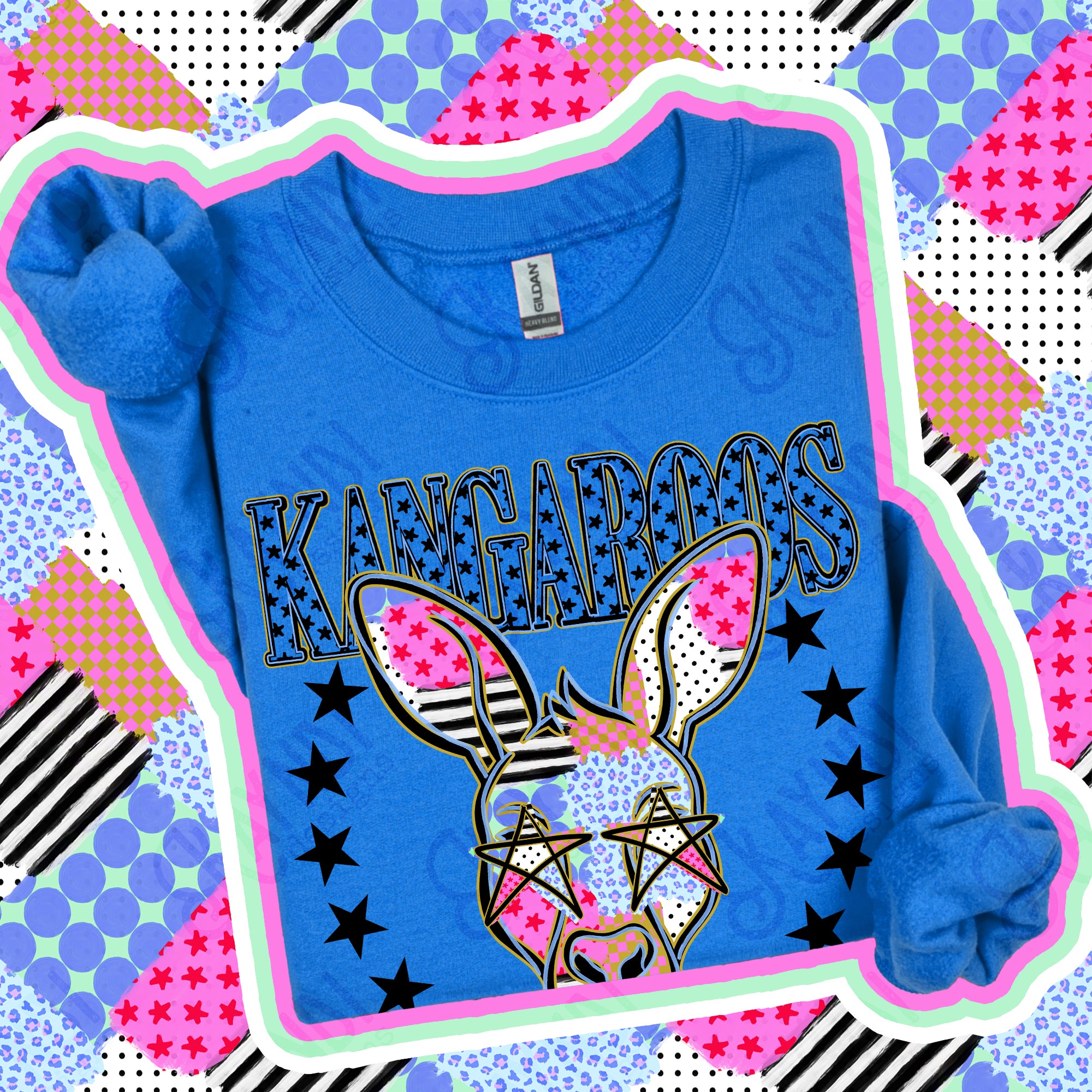 Patchwork Varsity Stars Mascots Kangaroos design