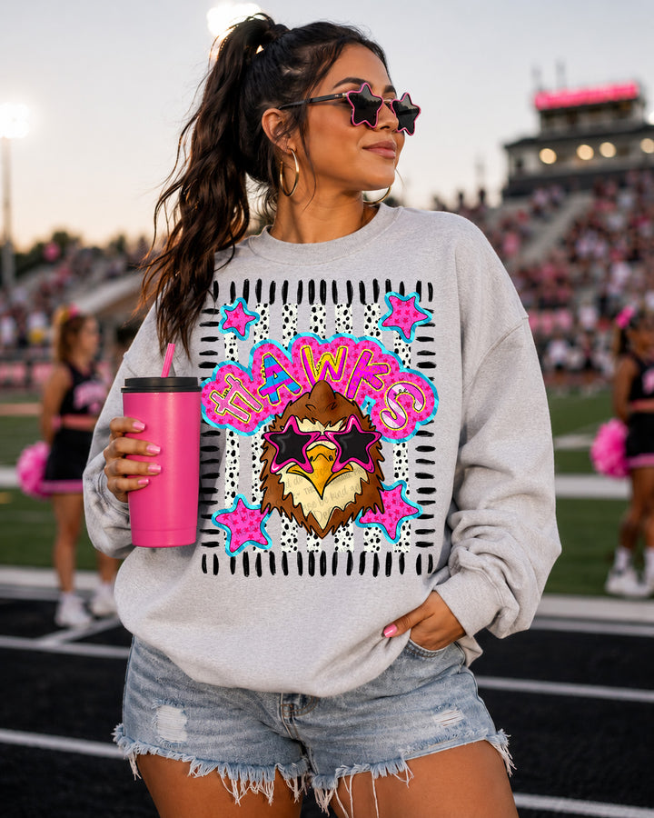 DOODLE STAR SUNGLASSES HAWK mascot DTF transfer design
