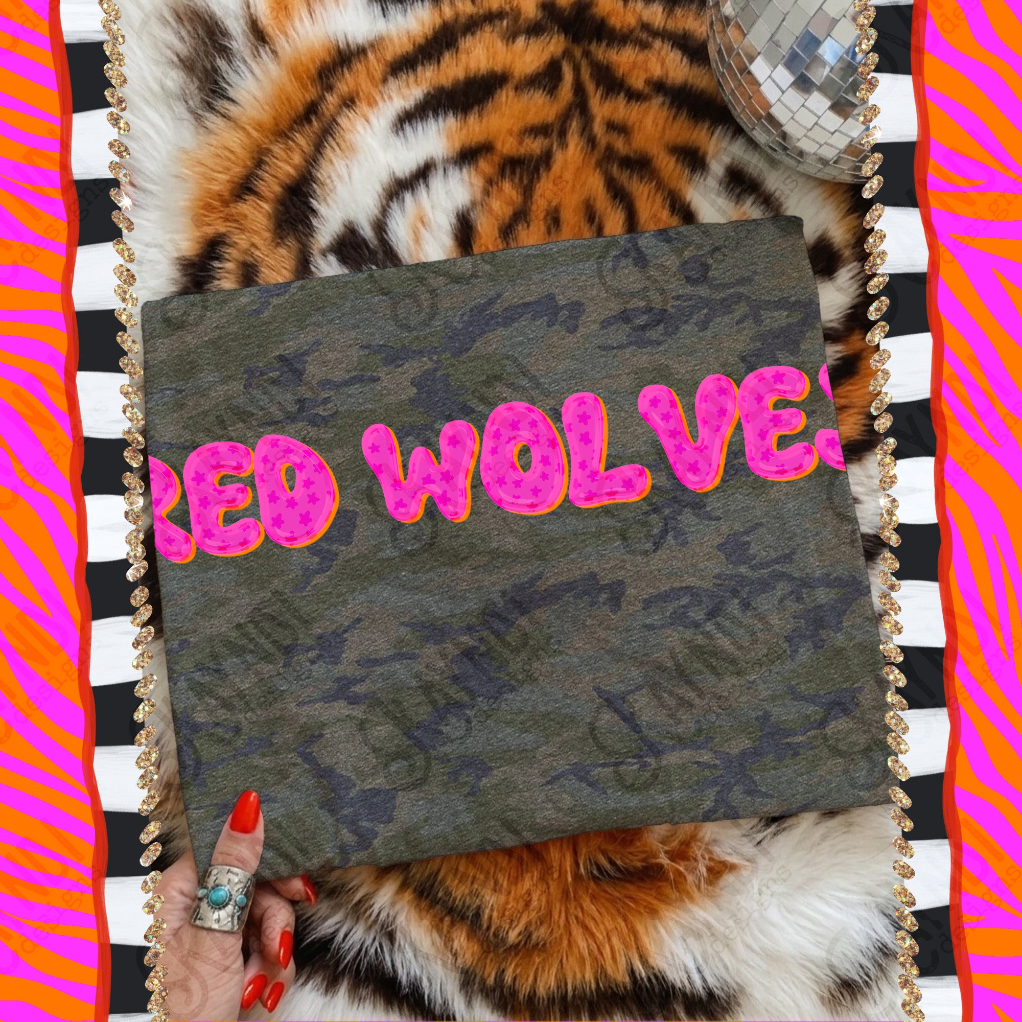 Bubble Stars Mascots Red Wolves mockup