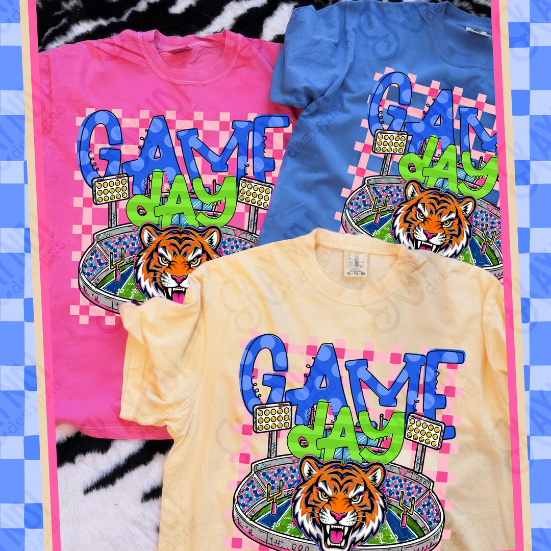 Game Day Stadium Tigers DTF transfer design