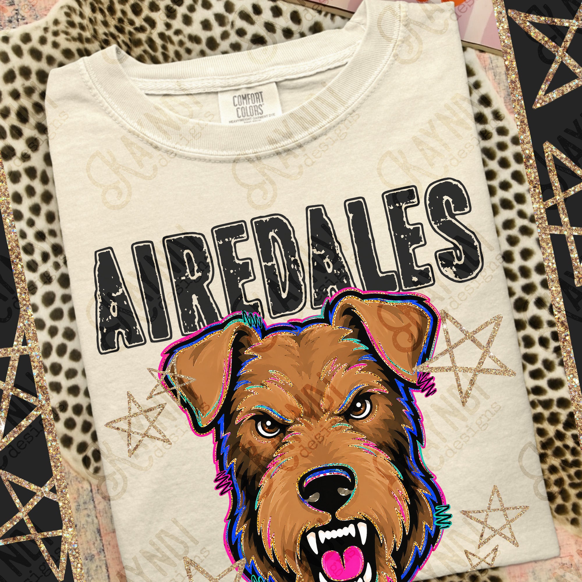 Grunge Varsity Airedales mockup