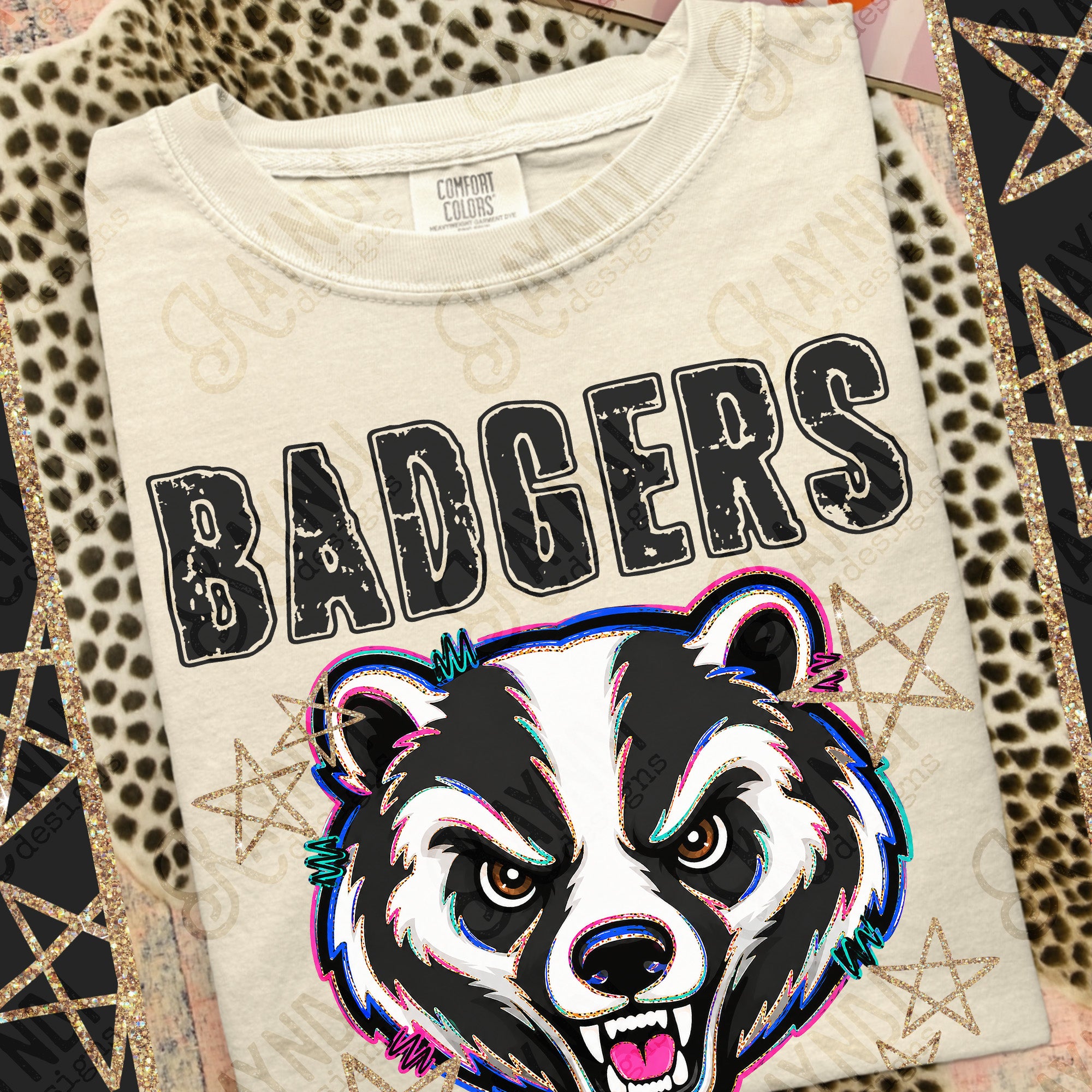 Grunge Varsity Badgers mockup