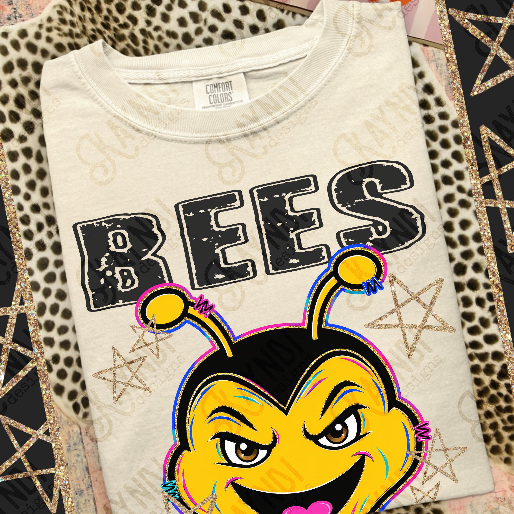 Grunge Varsity Bees mockup