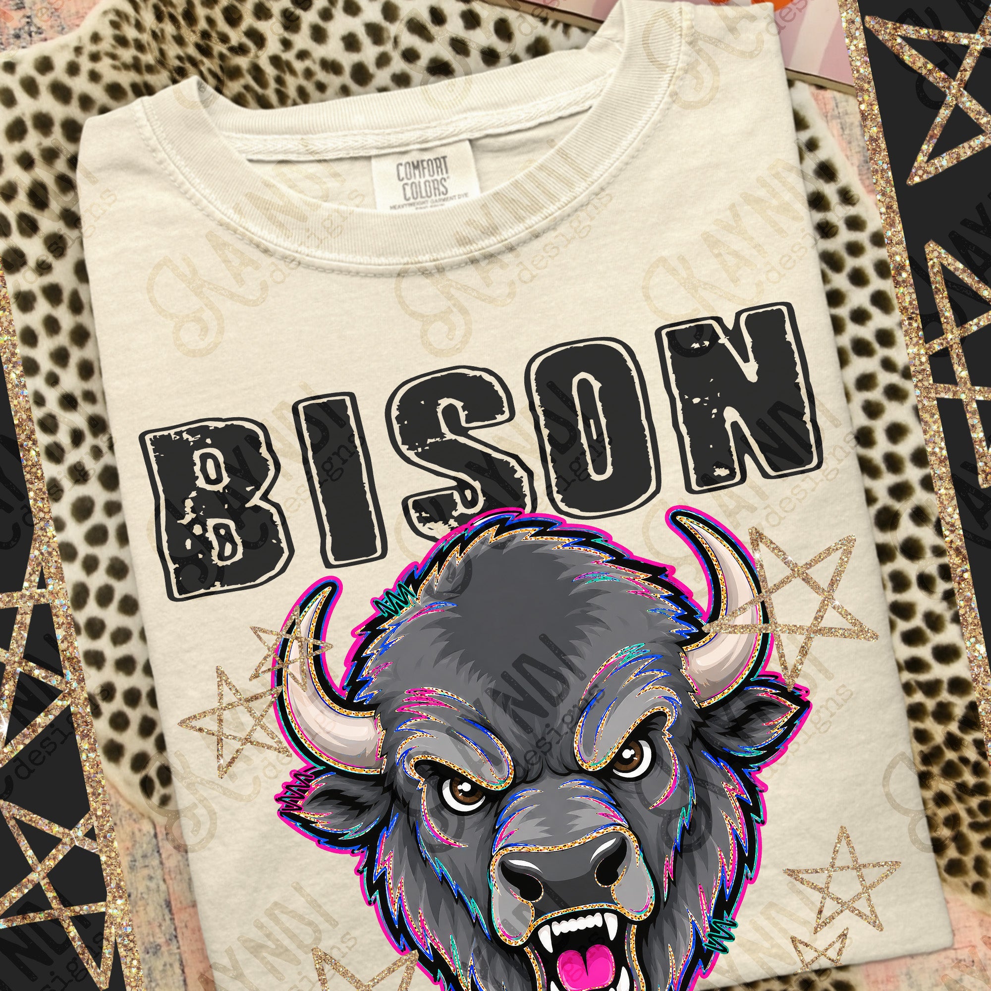 Grunge Varsity Bison mockup