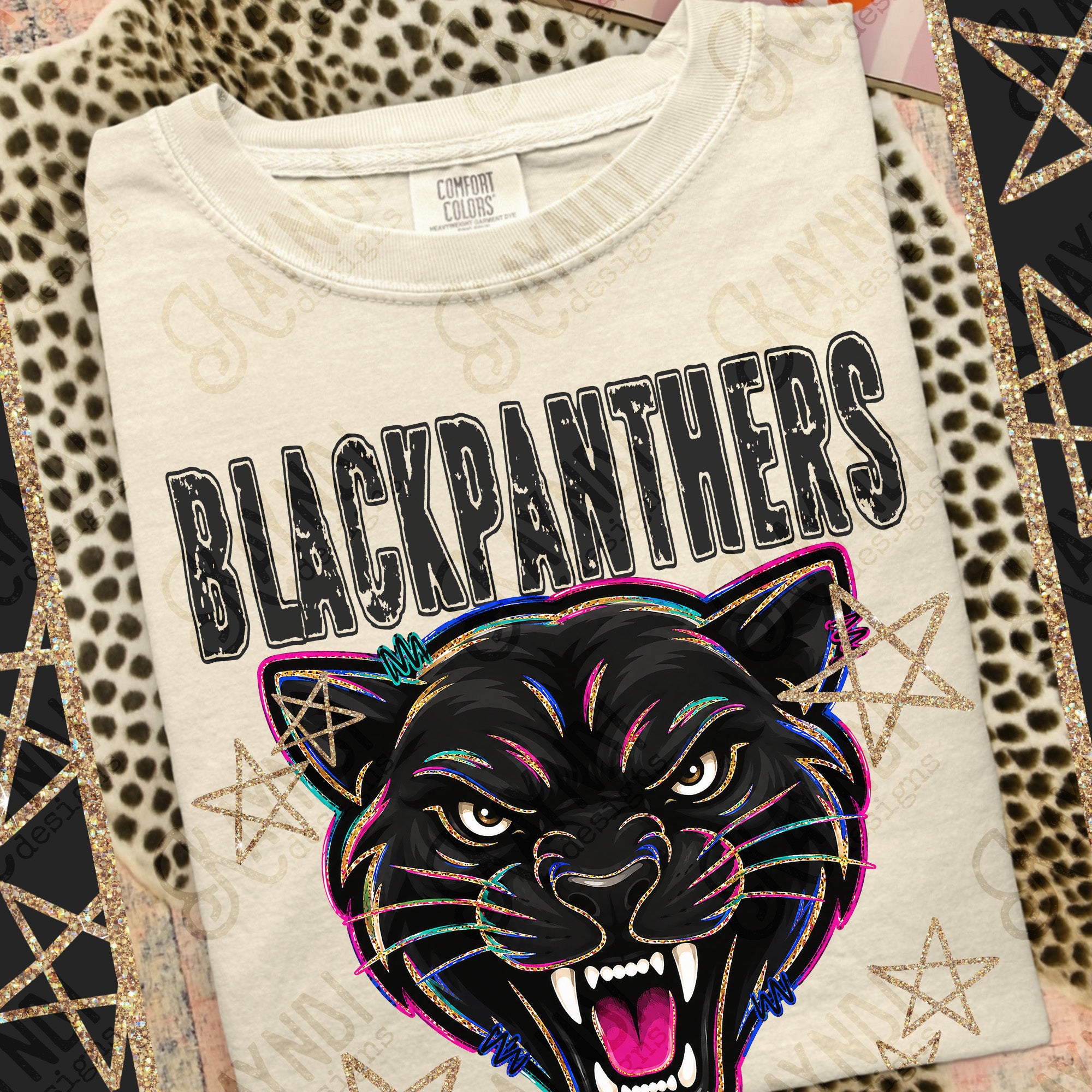 Grunge Varsity Black Panthers mockup