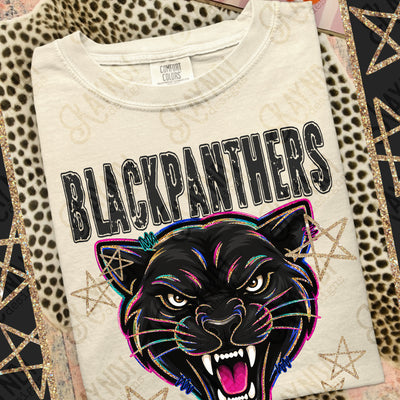 Grunge Varsity Black Panthers mockup