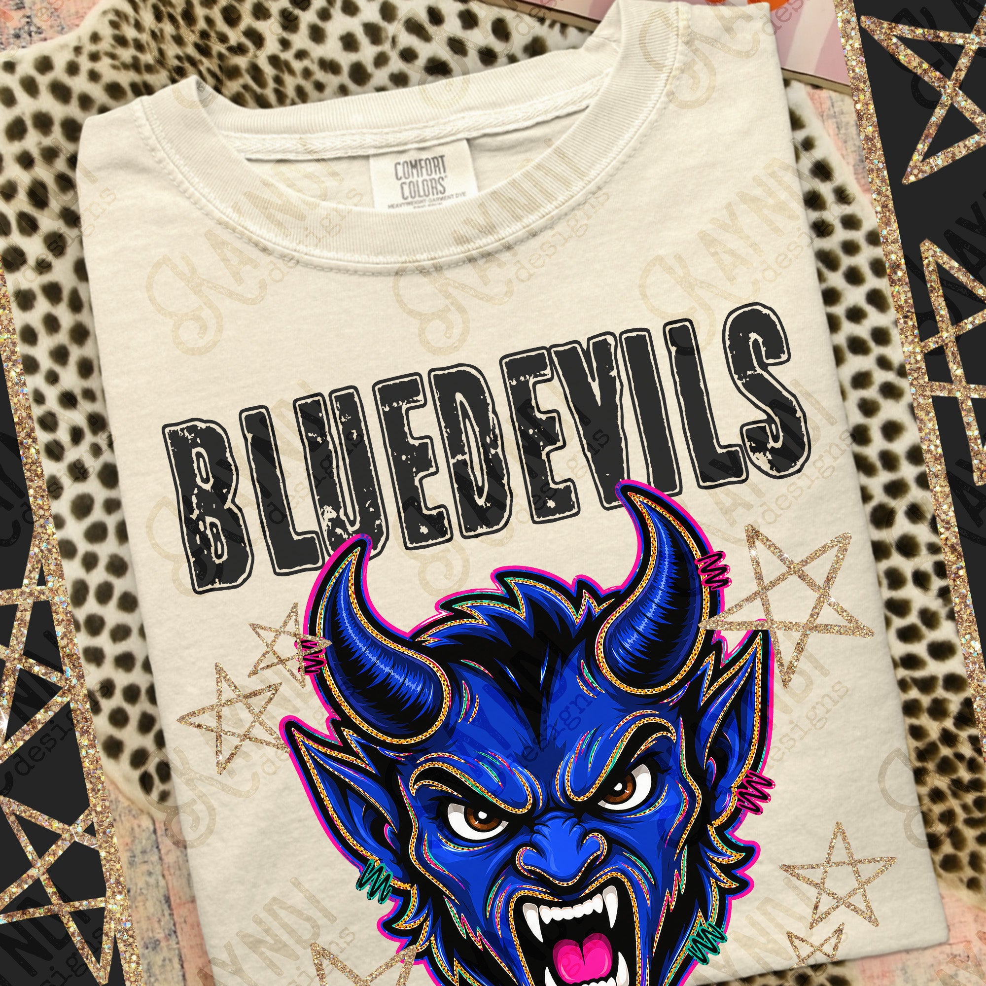 Grunge Varsity Blue Devils mockup