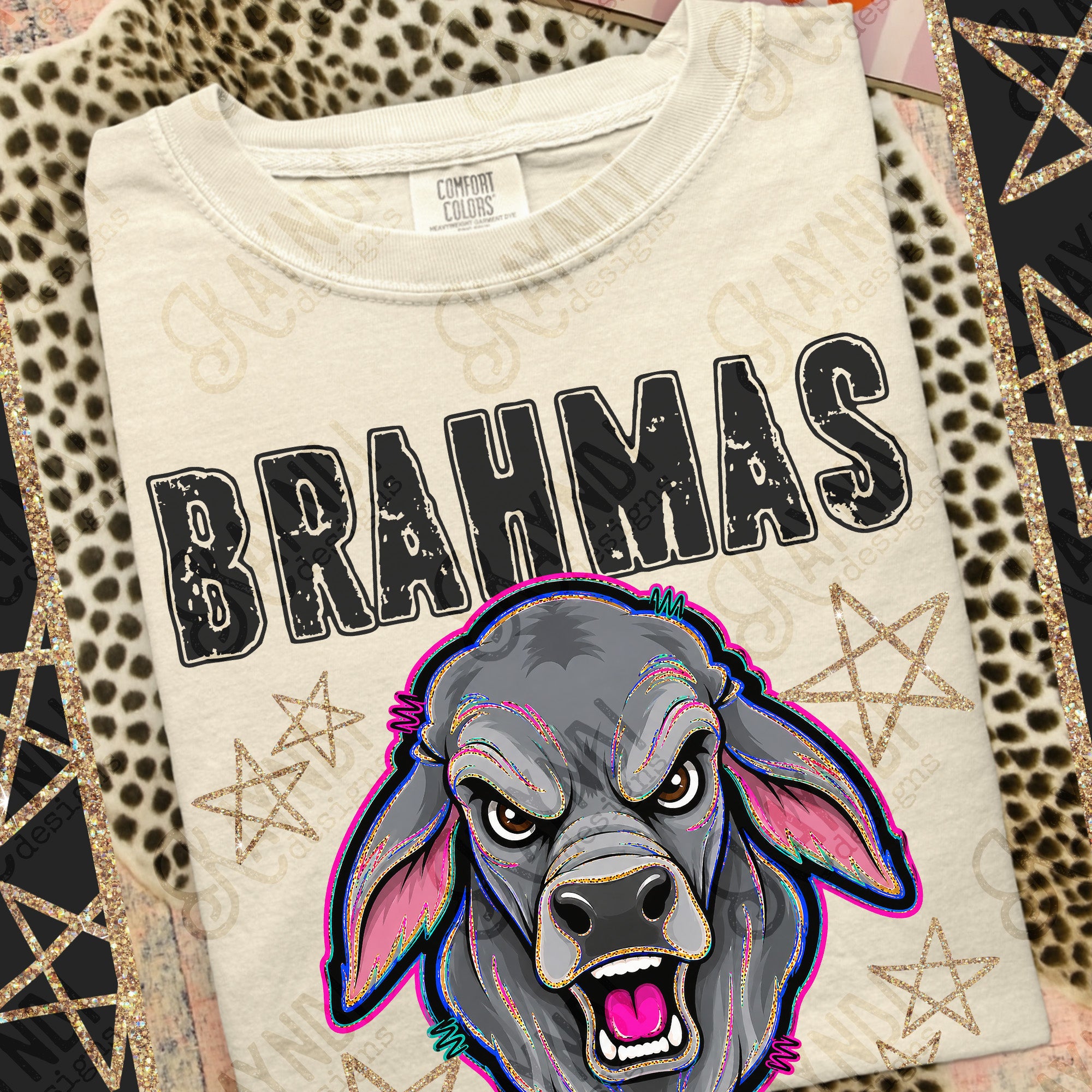 Grunge Varsity Brahmas mockup