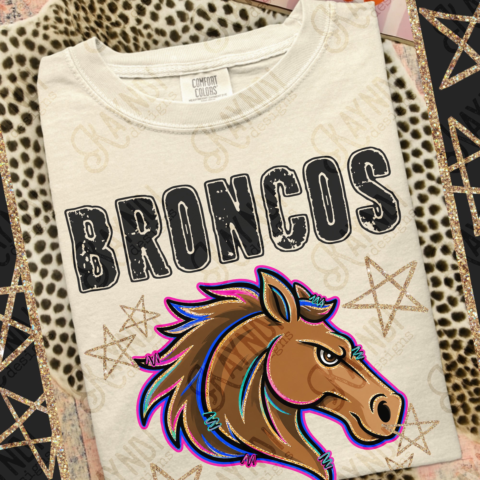 Grunge Varsity Broncos mockup