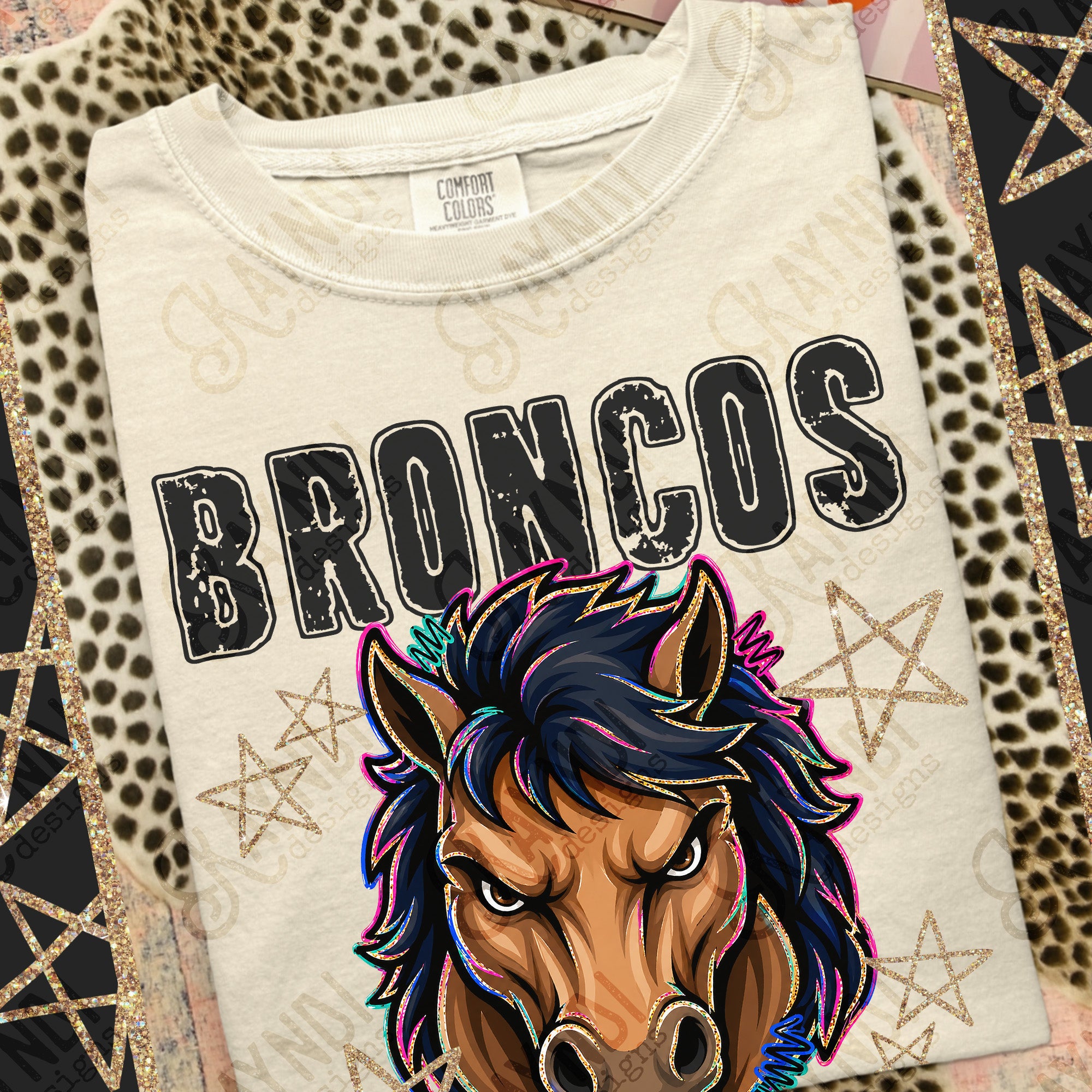 Grunge Varsity Broncos 3 mockup