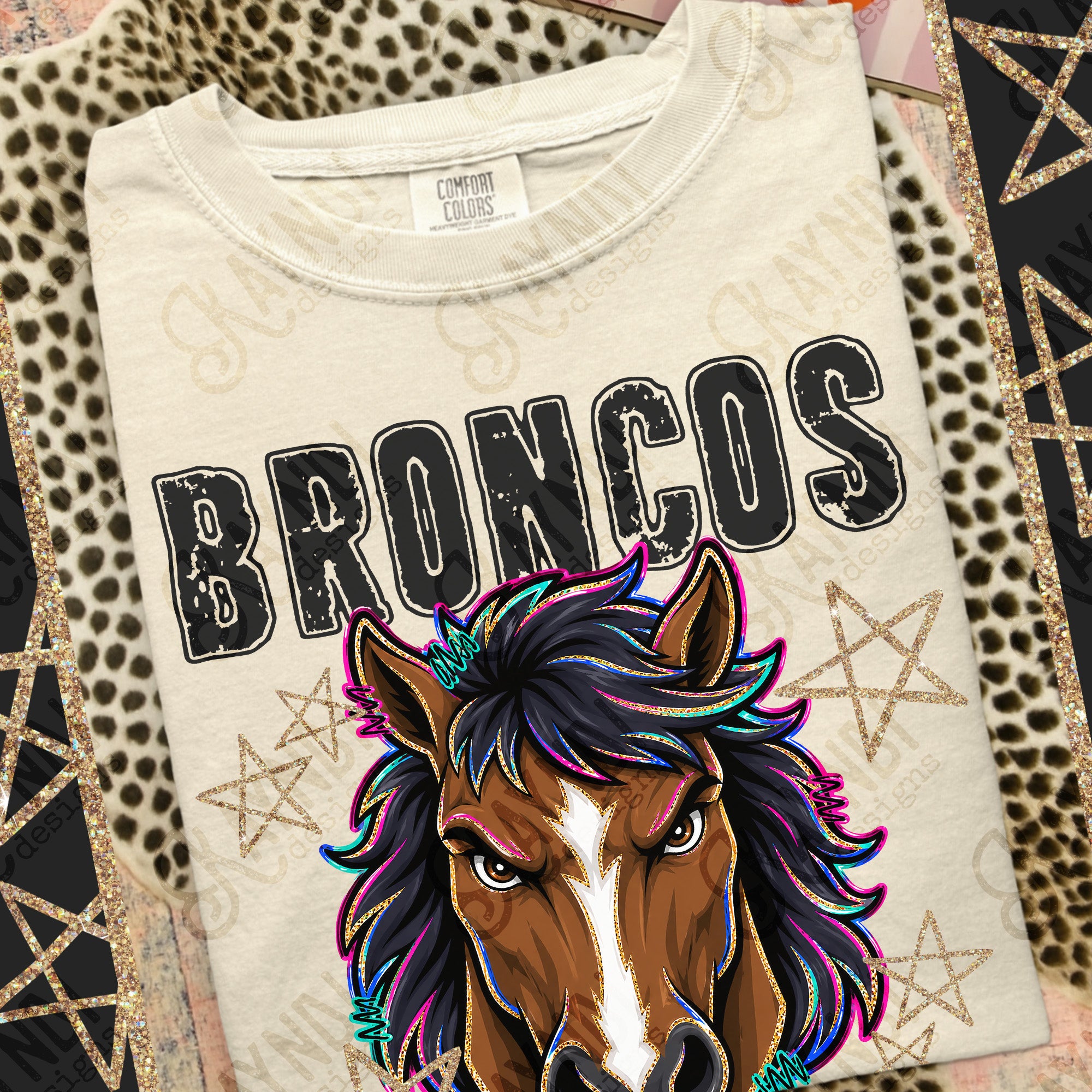 Grunge Varsity Broncos 4 mockup