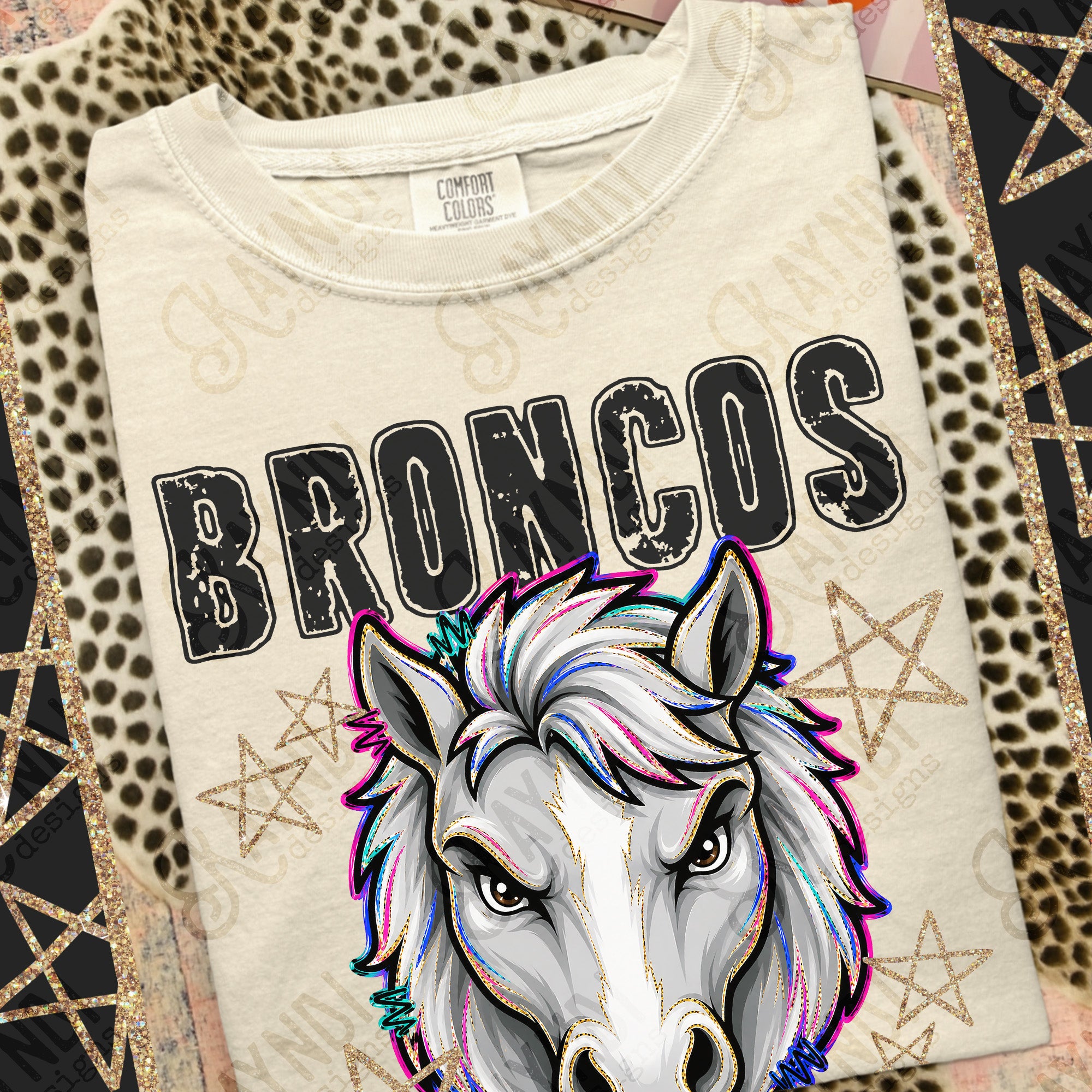 Grunge Varsity Broncos 5 mockup