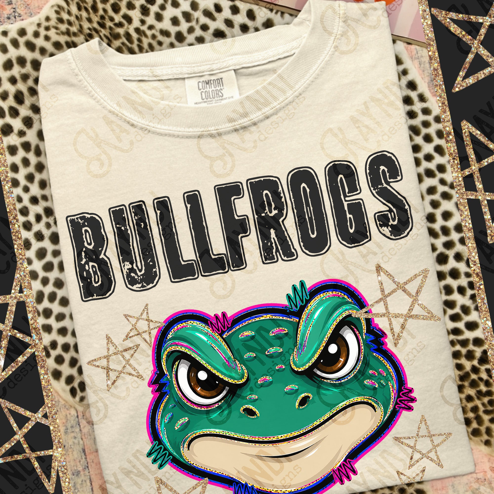 Grunge Varsity Bullfrogs mockup