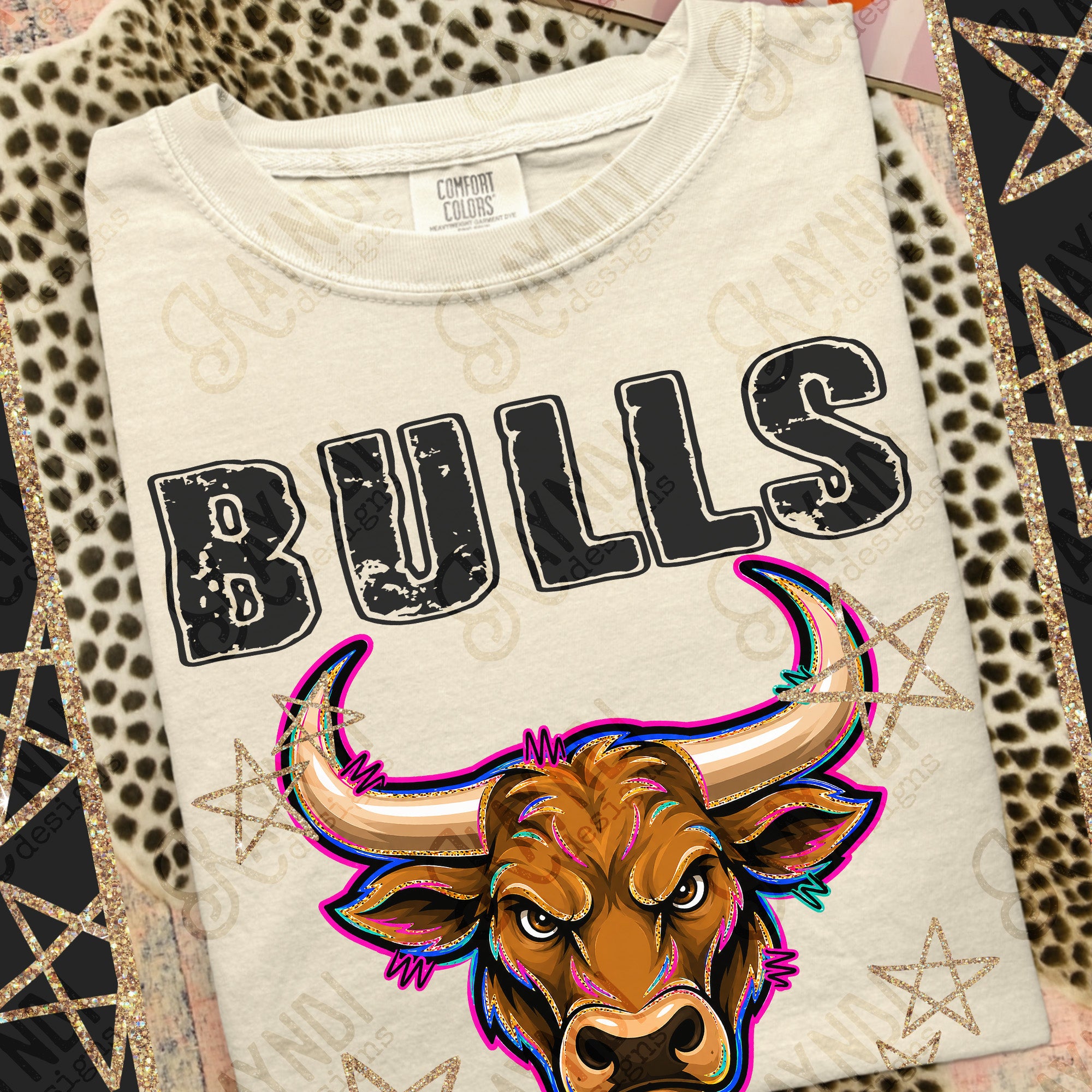 Grunge Varsity Bulls mockup