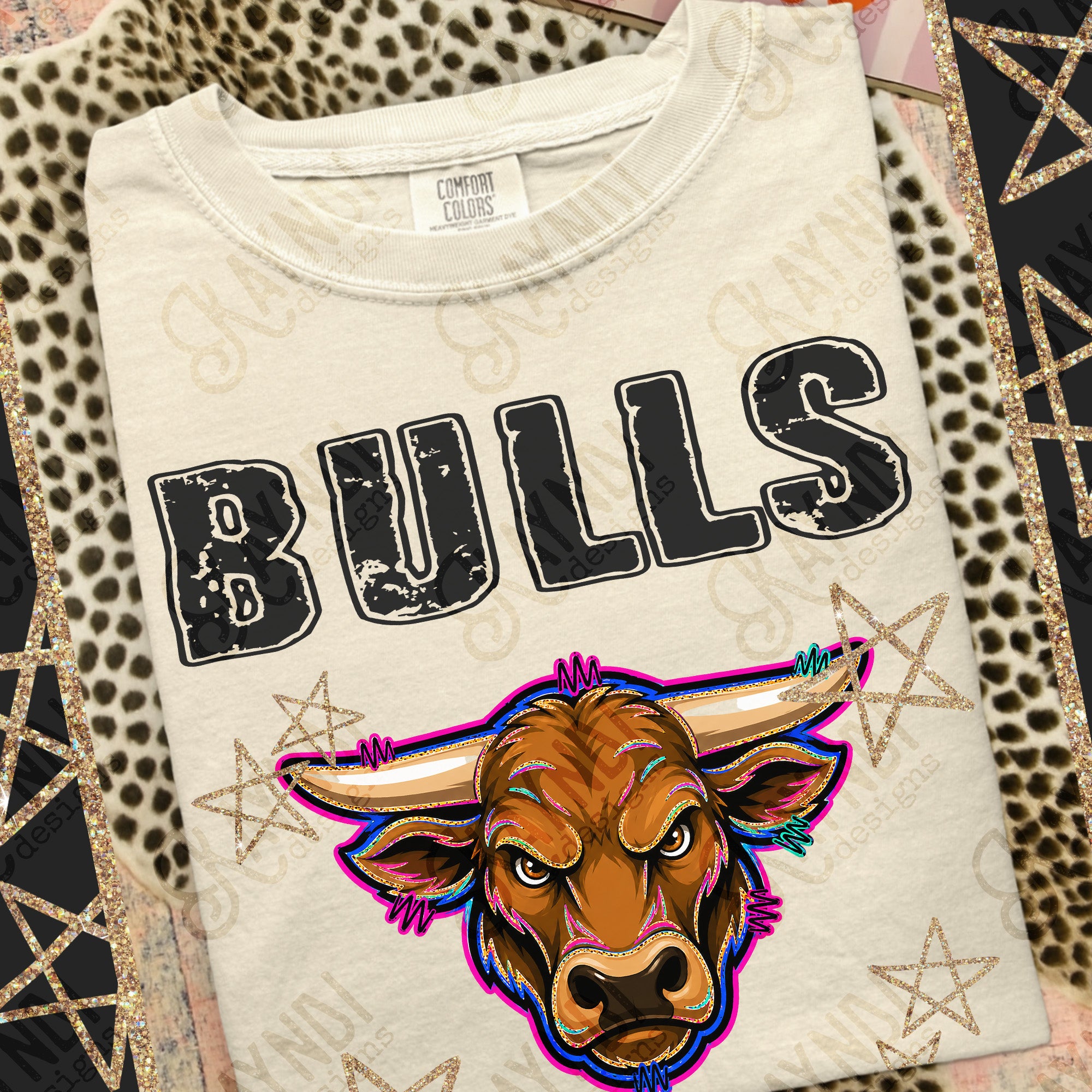 Grunge Varsity Bulls 4 mockup