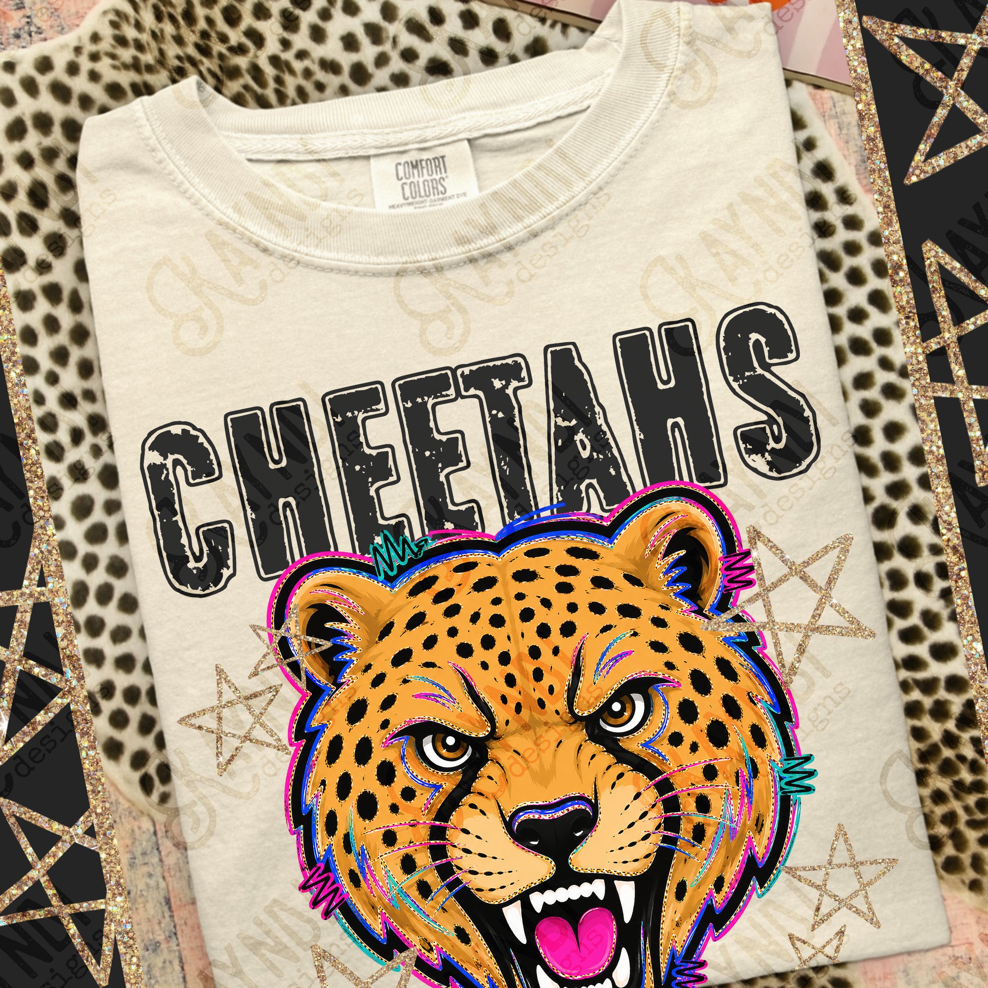 Grunge Varsity Cheetahs mockup